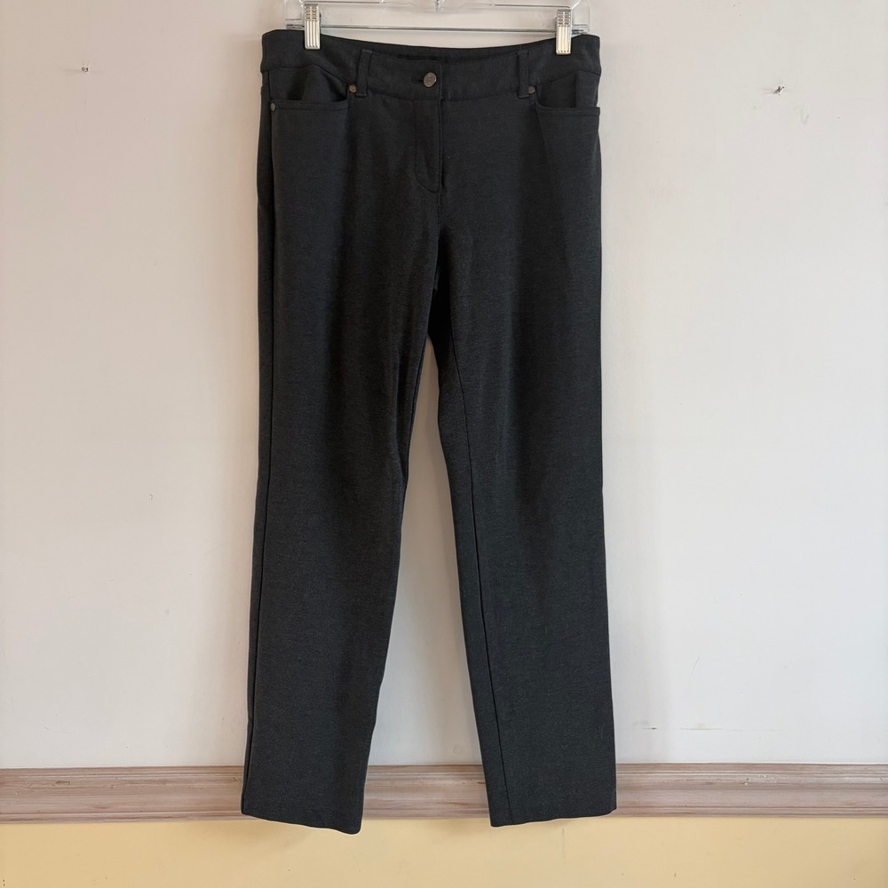 Talbots Petites Women 8P Charcoal Gray Straight Leg Ponte Knit Career Pants - Picture 1 of 4